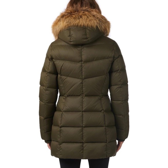 PAJAR CANADA Goose Down Puffer Coat with Fox Fur Hood Military Green Medium NWT - Picture 2 of 16